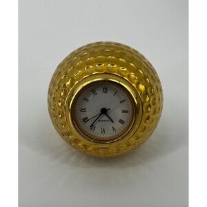 GOLD Tone GOLF BALL CLOCK PAPER WEIGHT DESK Quartz Not‎ Tested